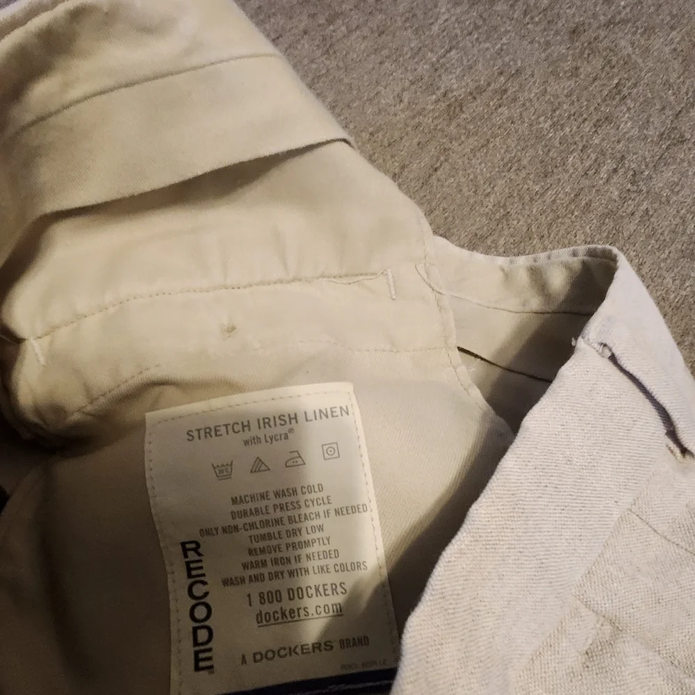 Docker's Recode Linen Stretch Men's Cream Pants